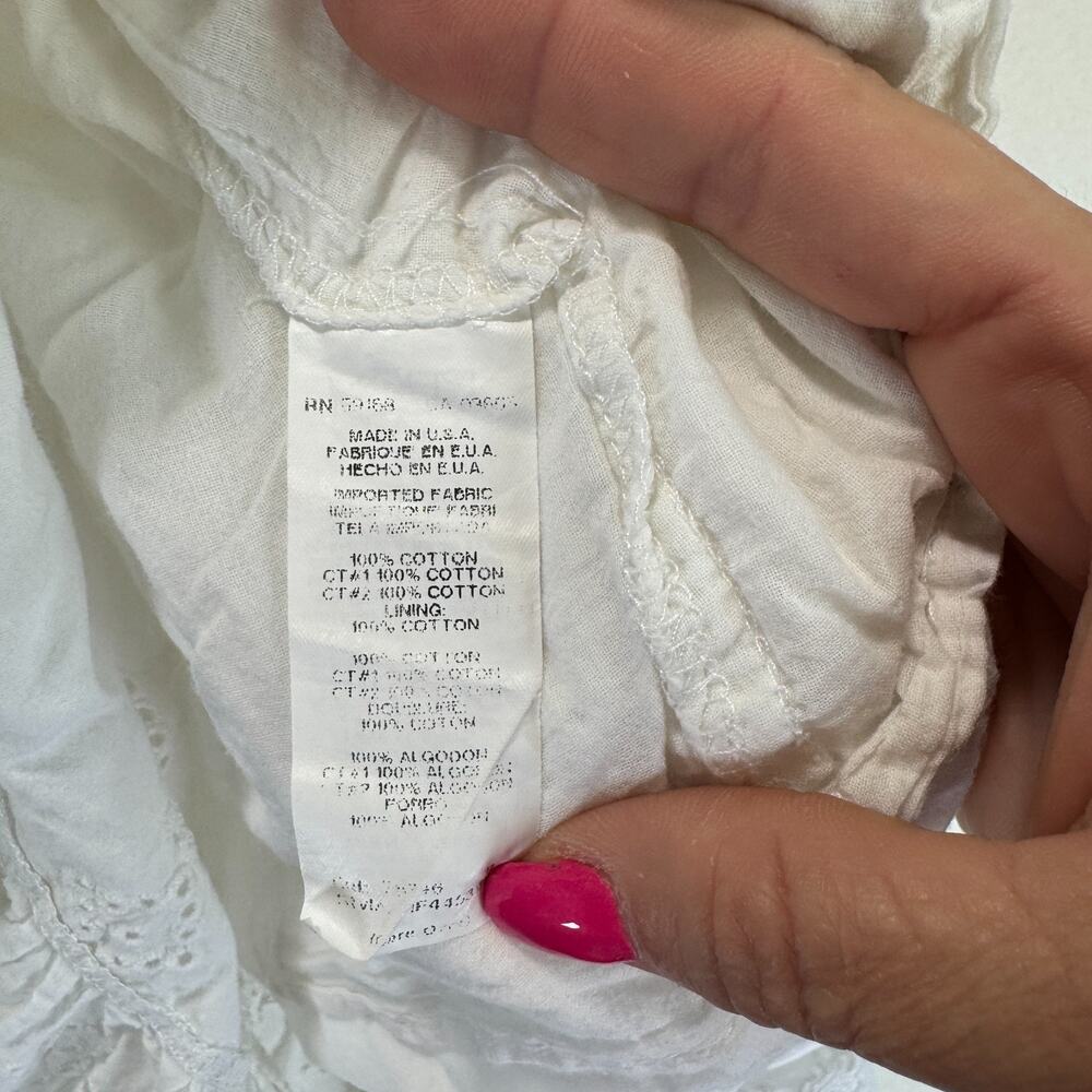 Fifteen Twenty Tiered Puff Sleeve Eyelet Dress Cotton White, Size S, Rt. $308 - Picture 5 of 12